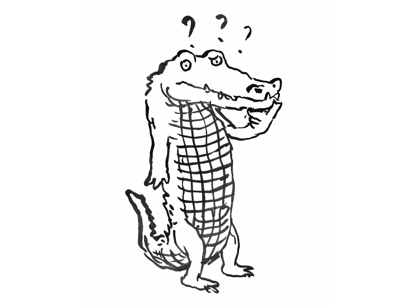 confused crocodile drawing